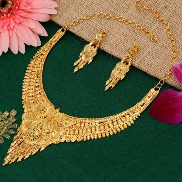 Party One Gram Gold Forming Premium Long Haram and Choker Multi Color Jewellery Necklace/Juelry/jwelry Set Jewellery for Women